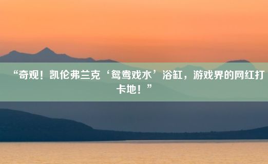 “奇观！凯伦弗兰克‘鸳鸯戏水’浴缸，游戏界的网红打卡地！”